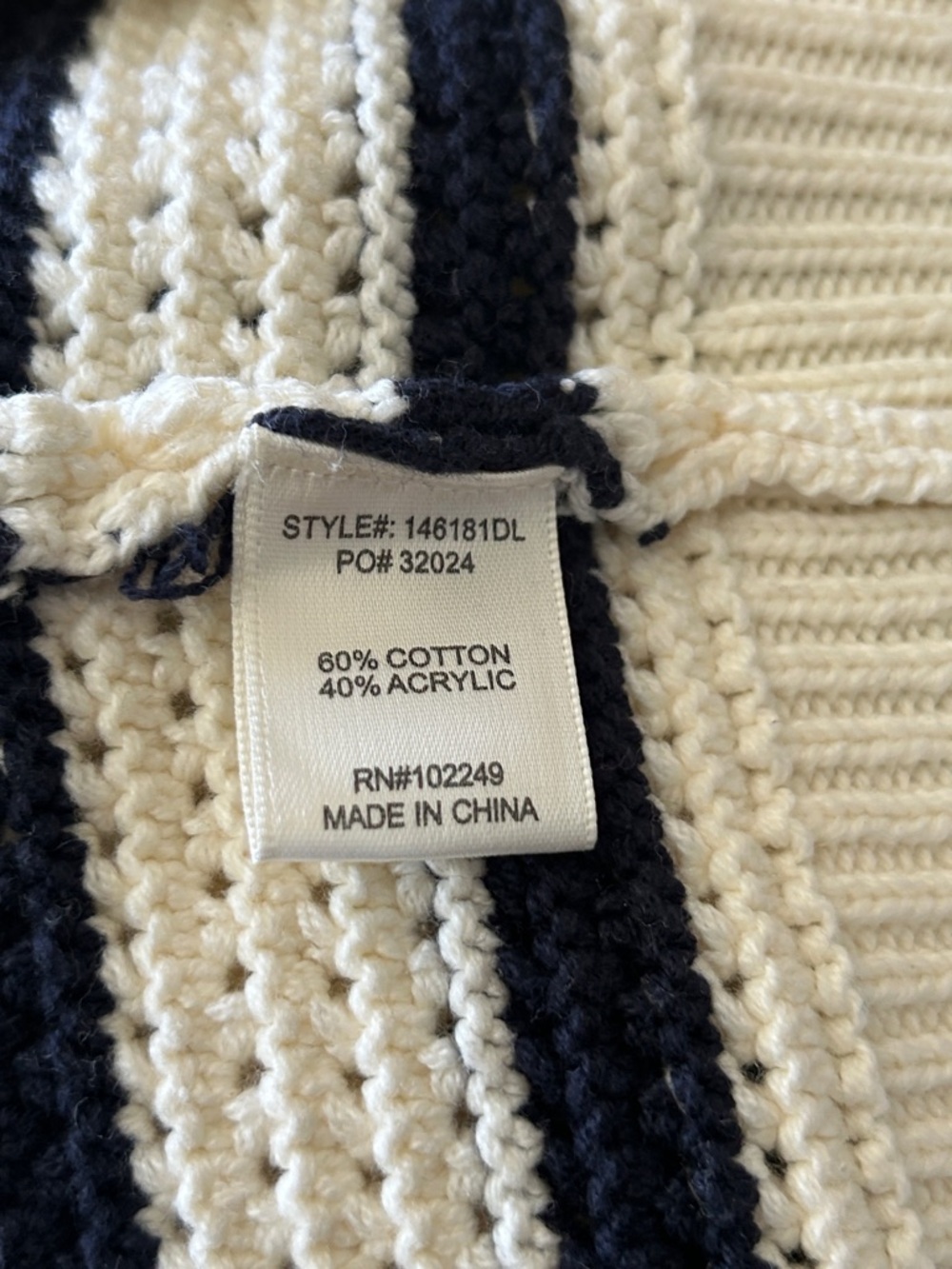 Skies are Blue Collared Knit Polo Sweater in Ivory and navy women’s 1X - Picture 5 of 6